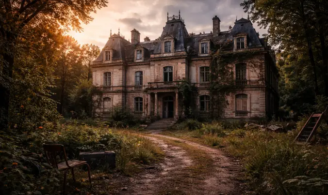 Grande maison type manoir abandonnée, lieu parfait pour l'urbex exploration et pohoto