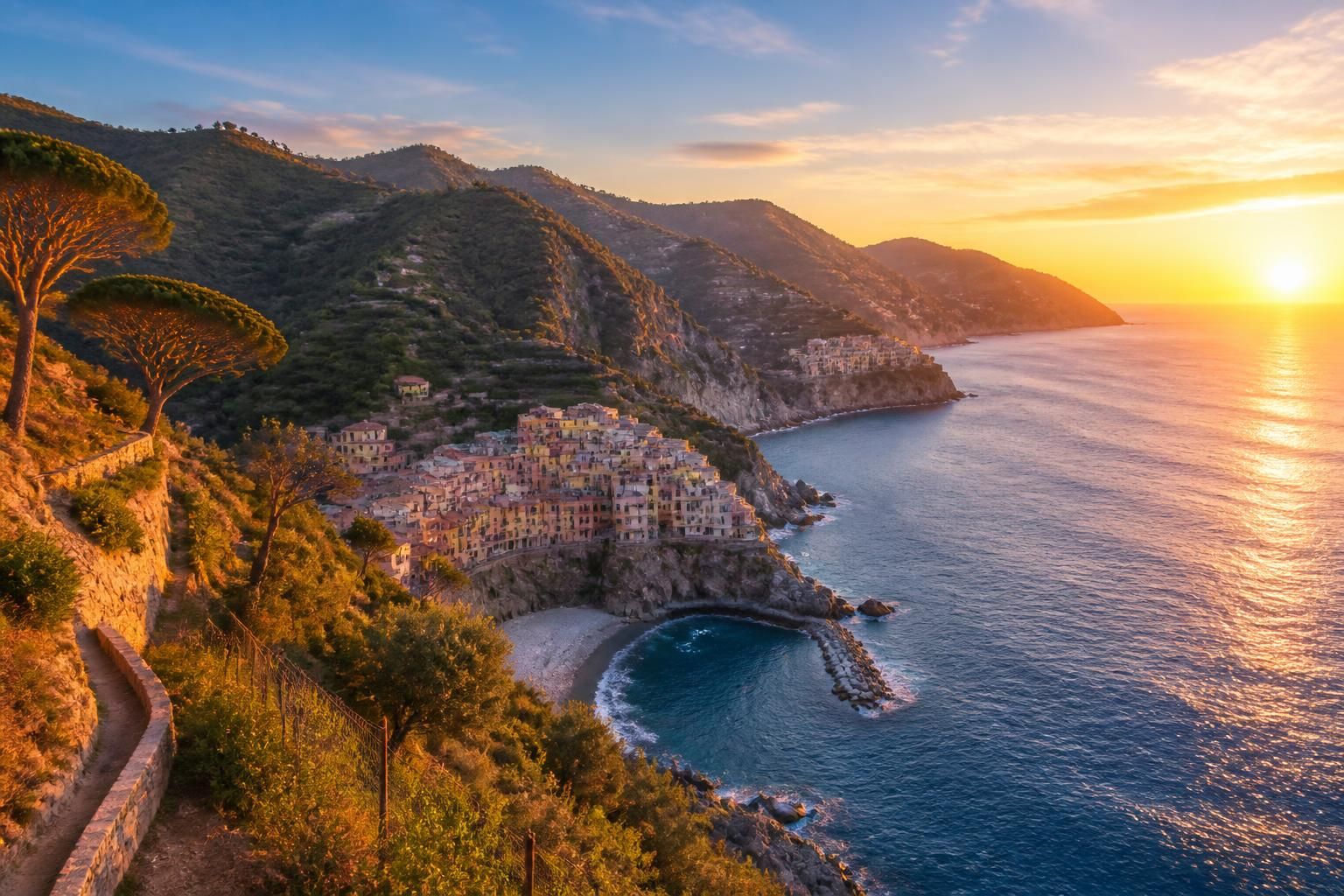 découvrez les cinque terre depuis la montagne, une extension idéale recommandée après votre séjour dans les dolomites pour des paysages côtiers à couper le souffle et des randonnées inoubliables.